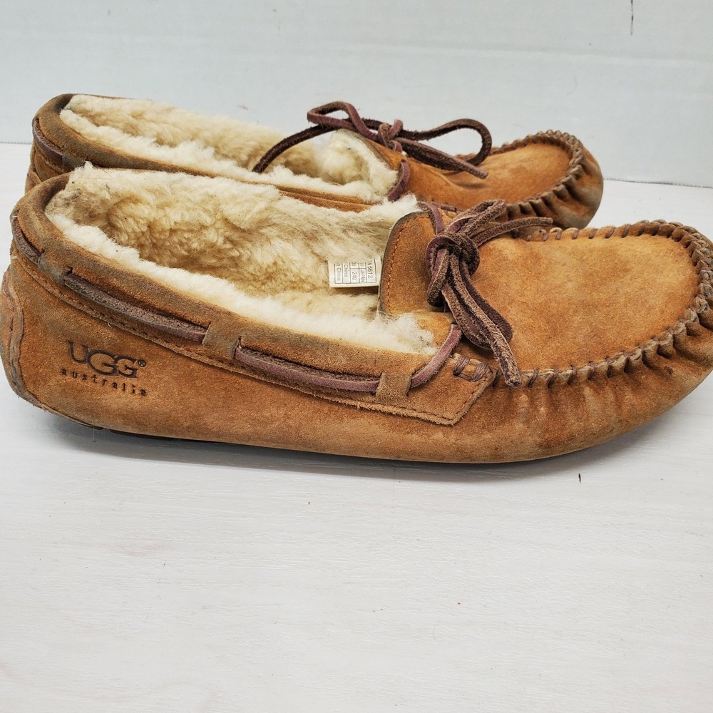 UGG Australia Ansley Moccasin Slippers Womens Size 7 Suede Leather Lined Loafers - Picture 7 of 16